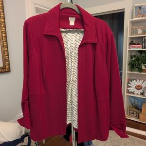 Chico's Burgundy Jacket with White Script Lining